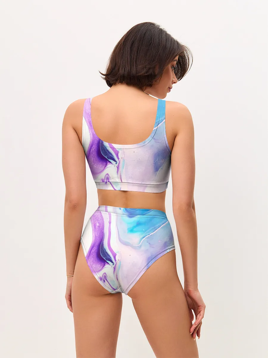 Женские топ и трусы / Акварельные разводы