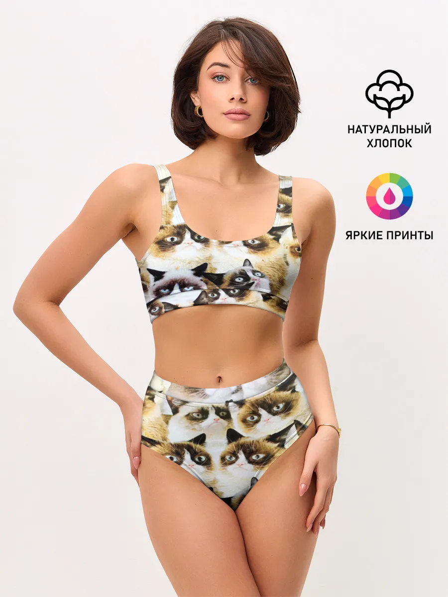 Женские топ и трусы / КОТ МЕМ