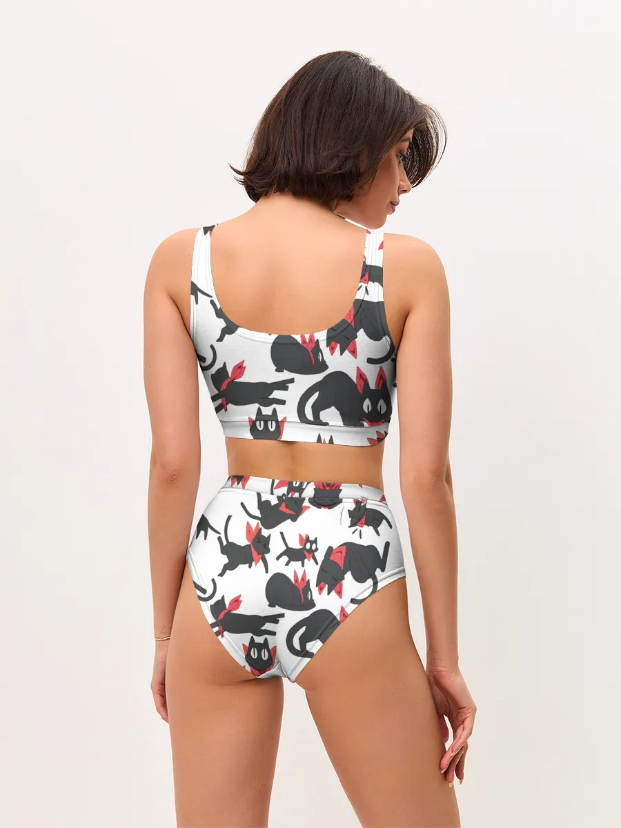 Женские топ и трусы / Черный котик