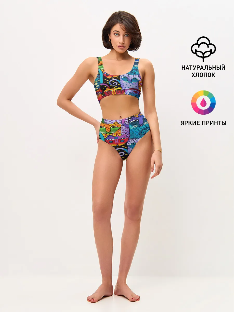 Женские топ и трусы / КОТЯТА ЖИВОПИСЬ