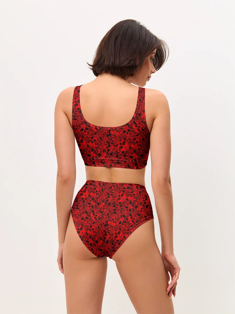 Женские топ и трусы / ЧЕРЕПА И РОЗЫ