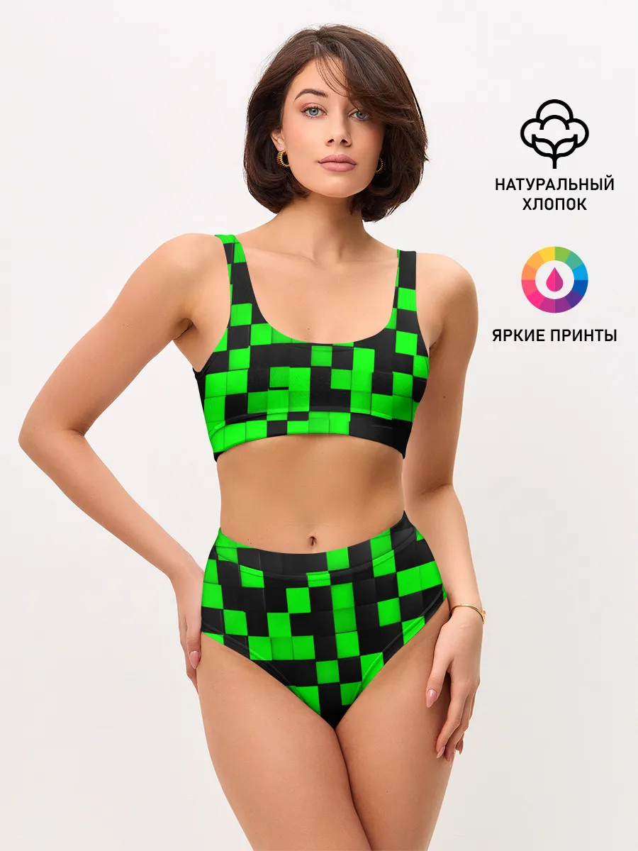 Женские топ и трусы / ЗЕЛЕНЫЕ КУБИКИ