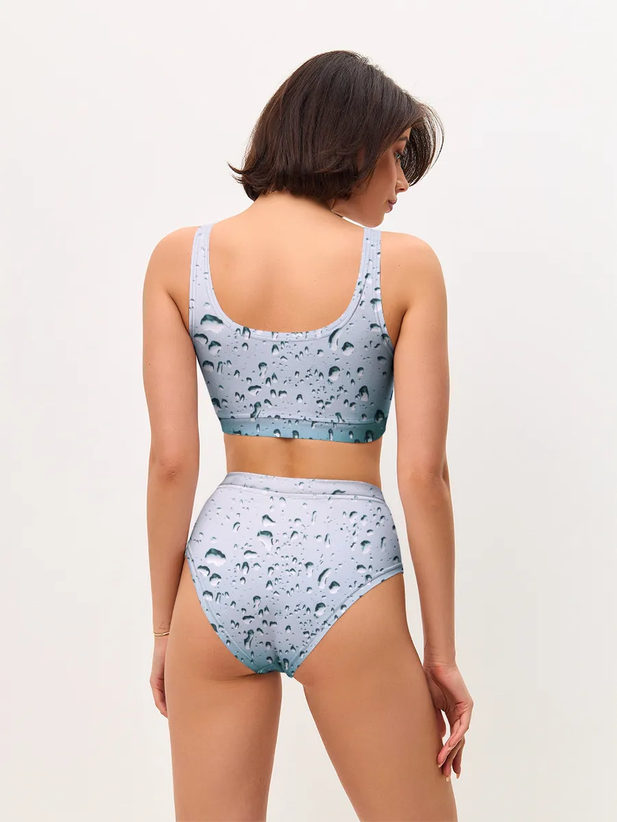 Женские топ и трусы / Капли окно стекло дождь серо