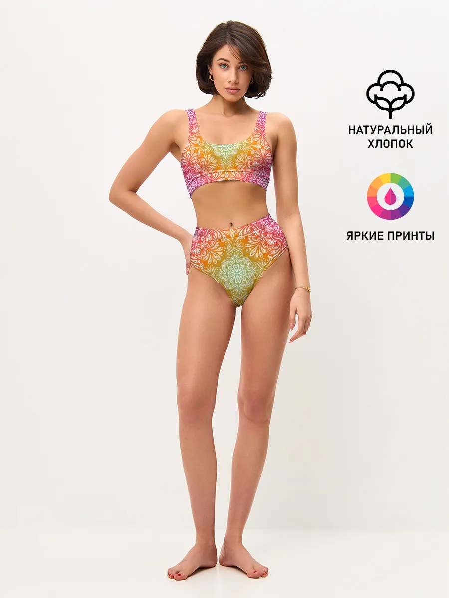 Женские топ и трусы / Цветочный узор
