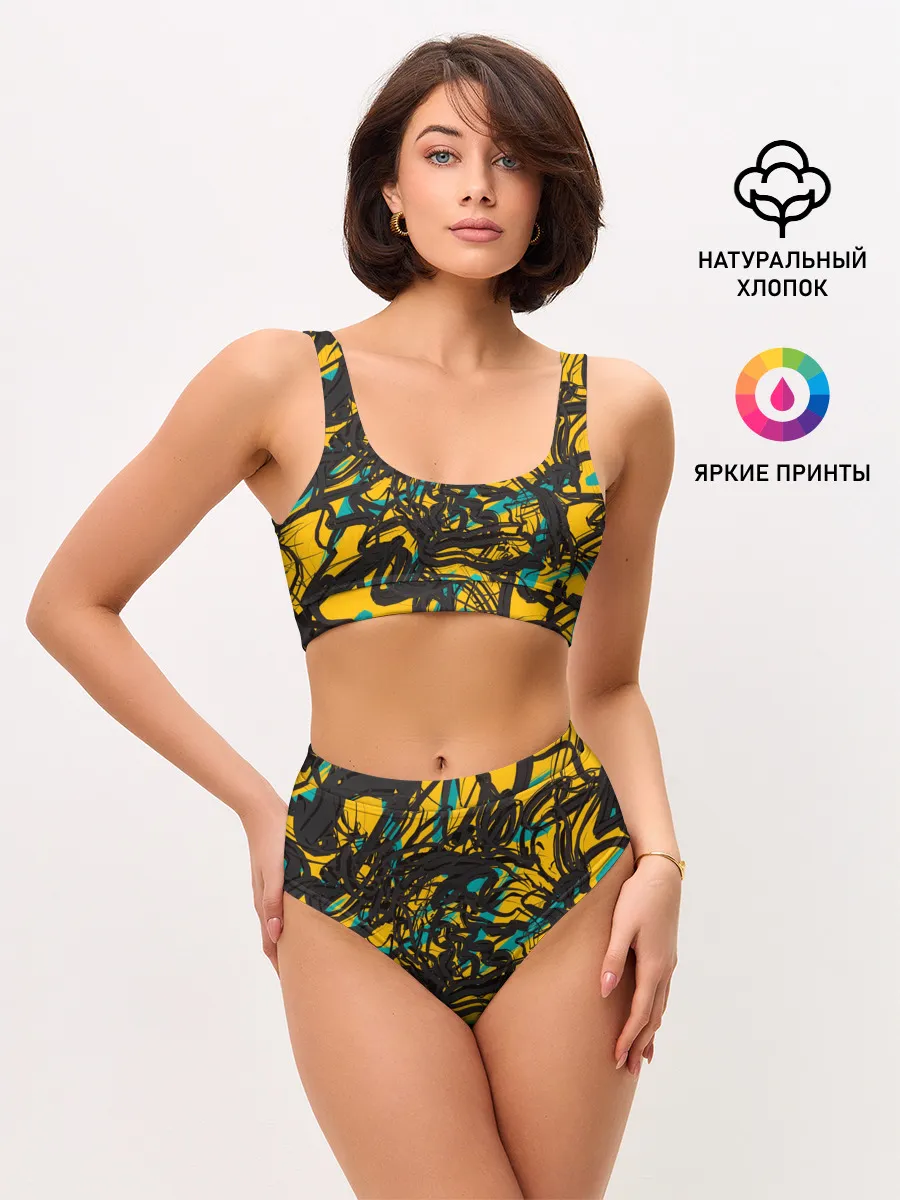 Женские топ и трусы / Черные линии