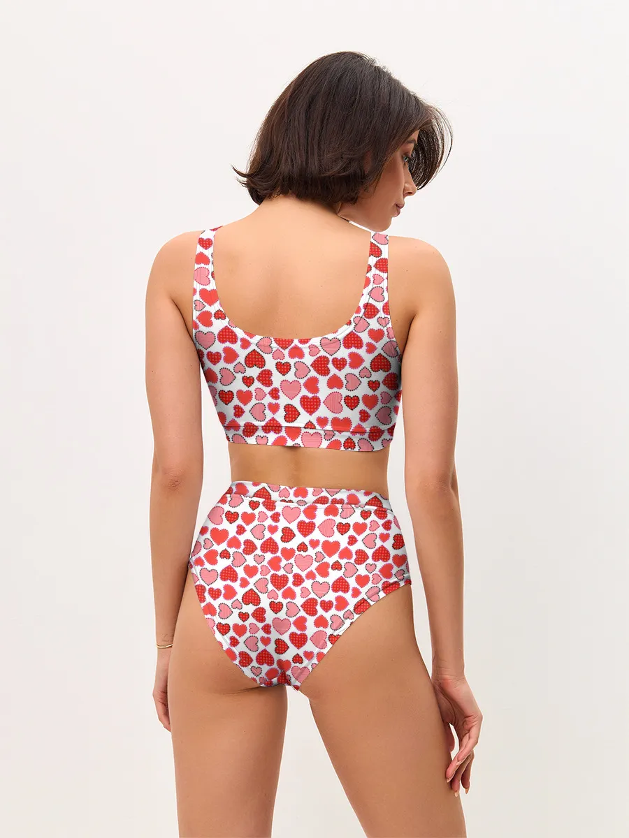 Женские топ и трусы / Сердечки паттерн