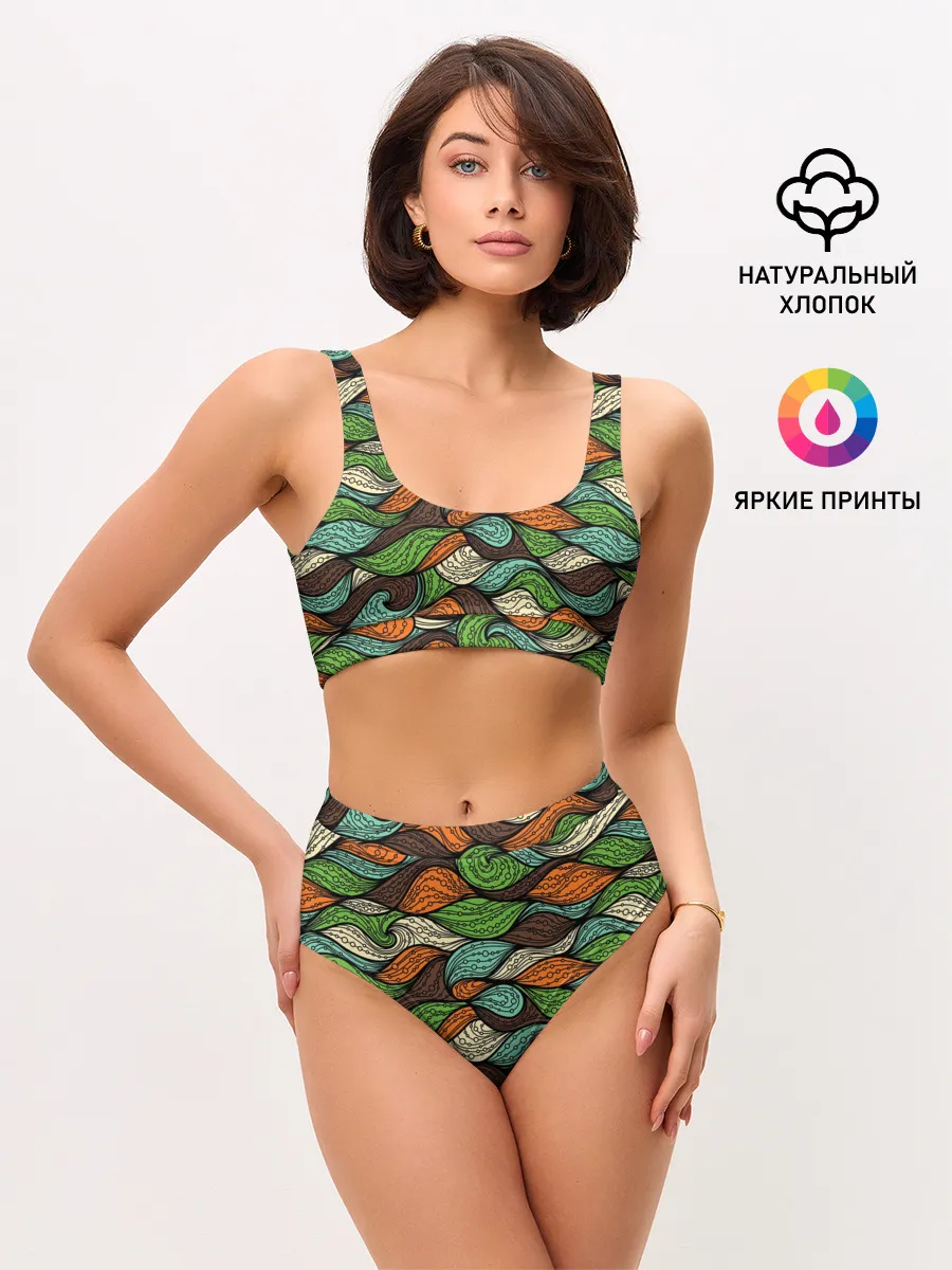 Женские топ и трусы / Абстрактные волны