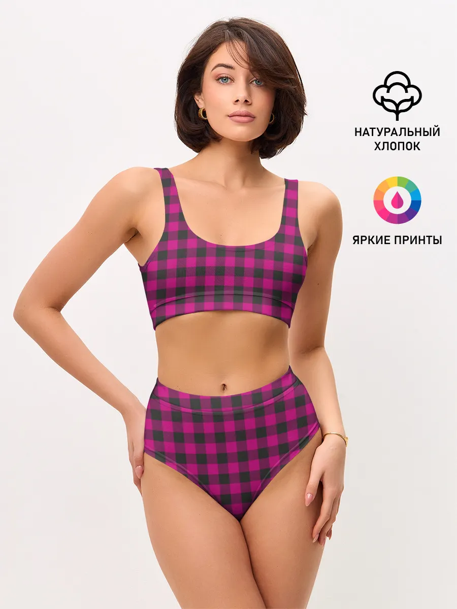 Женские топ и трусы / Розовая клетка