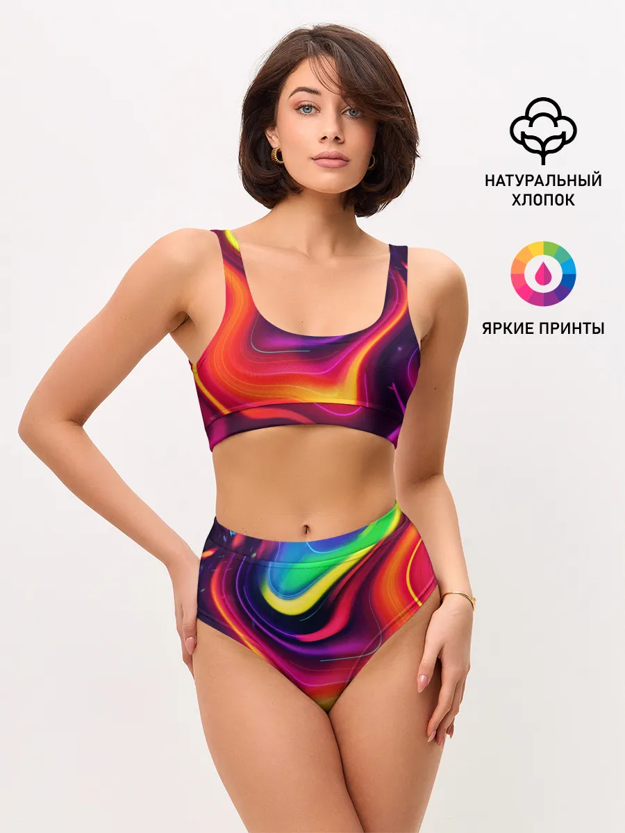 Женские топ и трусы / Неоновые пятна