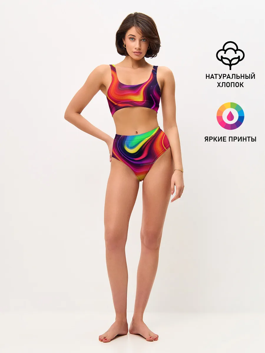 Женские топ и трусы / Неоновые пятна