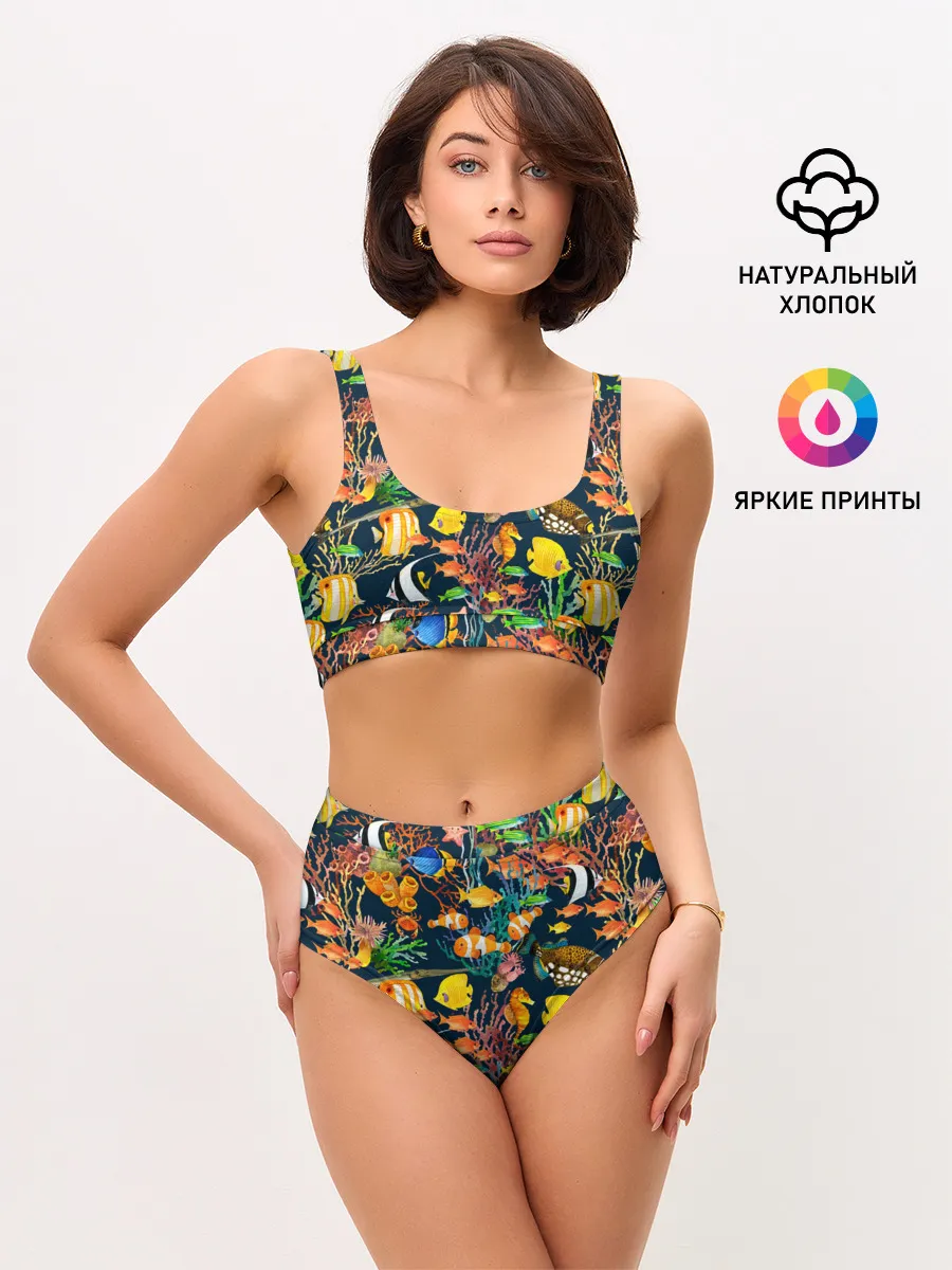 Женские топ и трусы / Морской мир