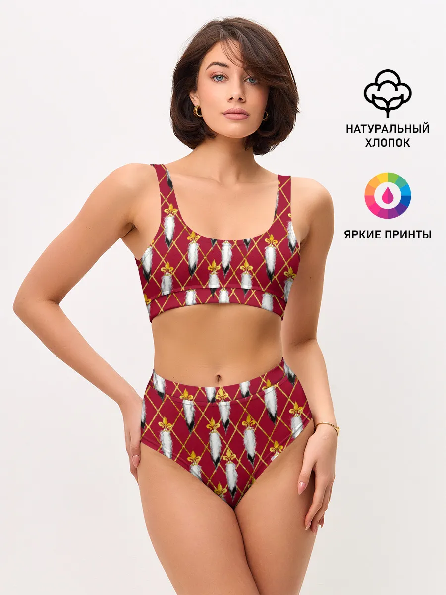 Женские топ и трусы / Tassels red gold 3D space