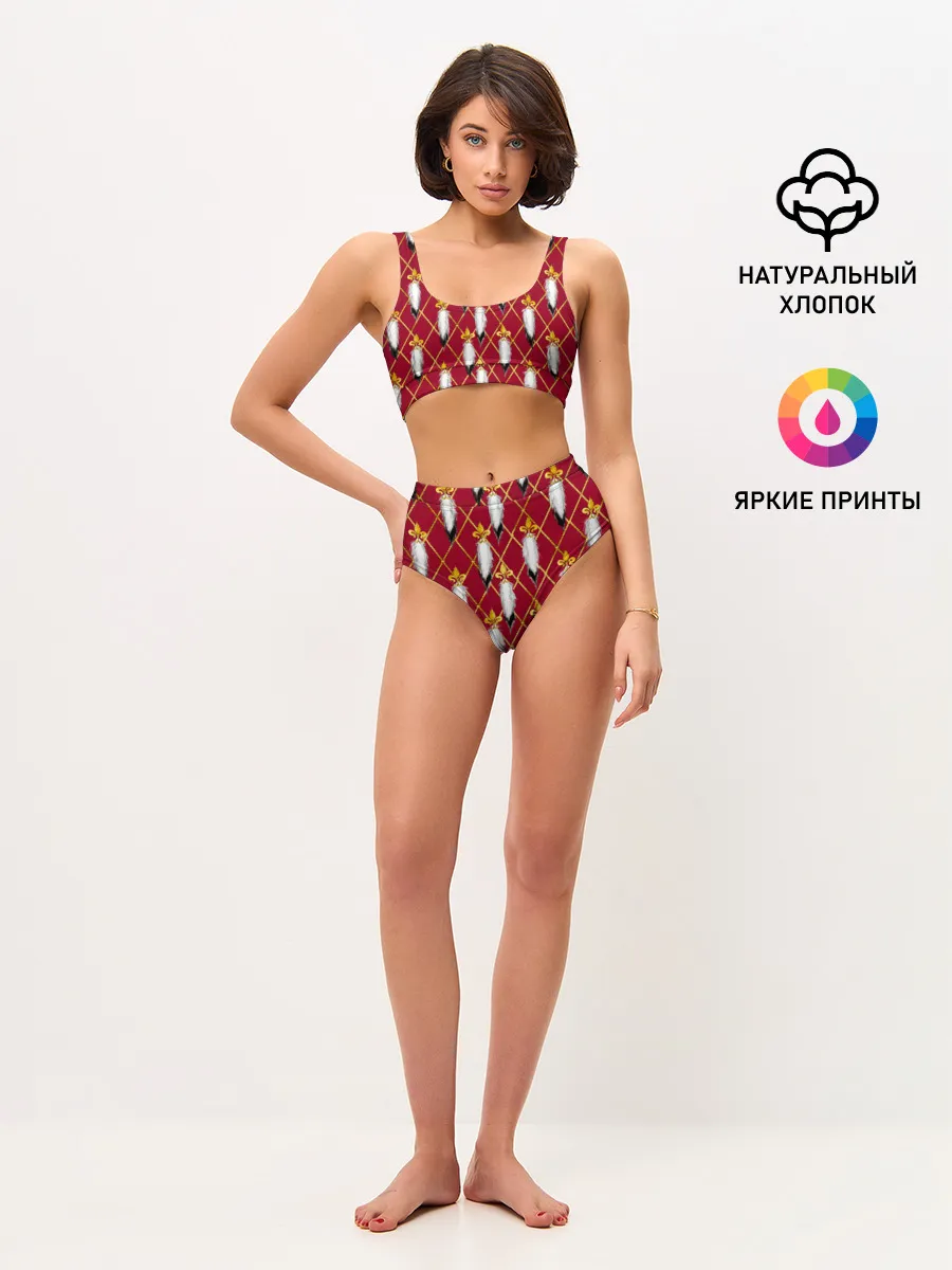 Женские топ и трусы / Tassels red gold 3D space