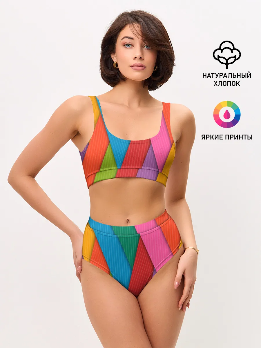 Женские топ и трусы / Разноцветный узор
