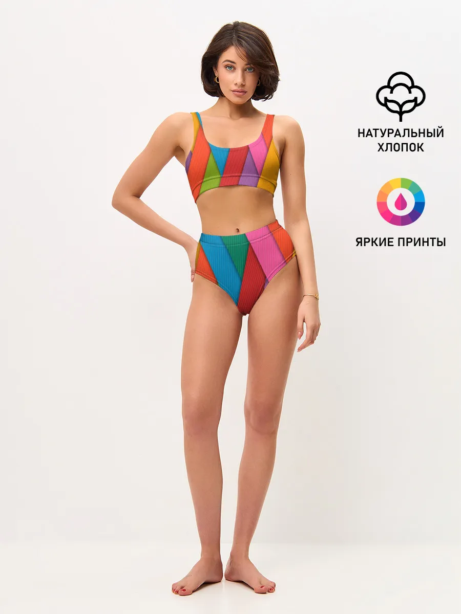 Женские топ и трусы / Разноцветный узор
