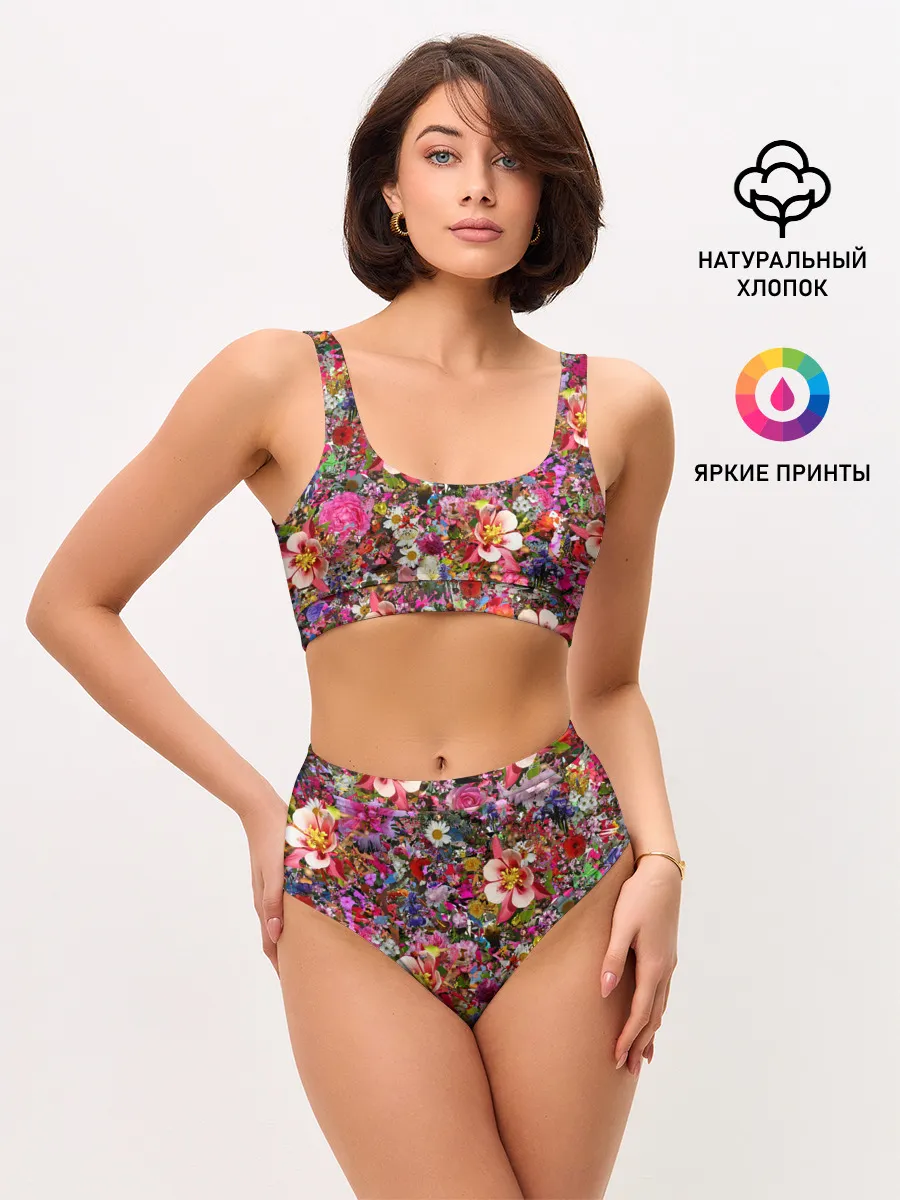 Женские топ и трусы / Разные цветы