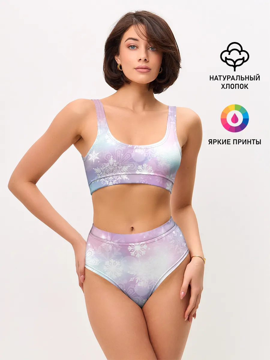 Женские топ и трусы / снежинки