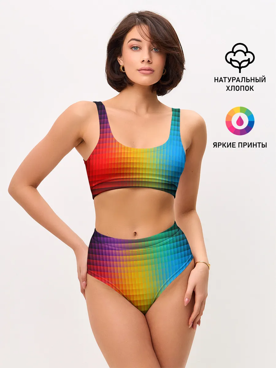 Женские топ и трусы / Разноцветные пиксели