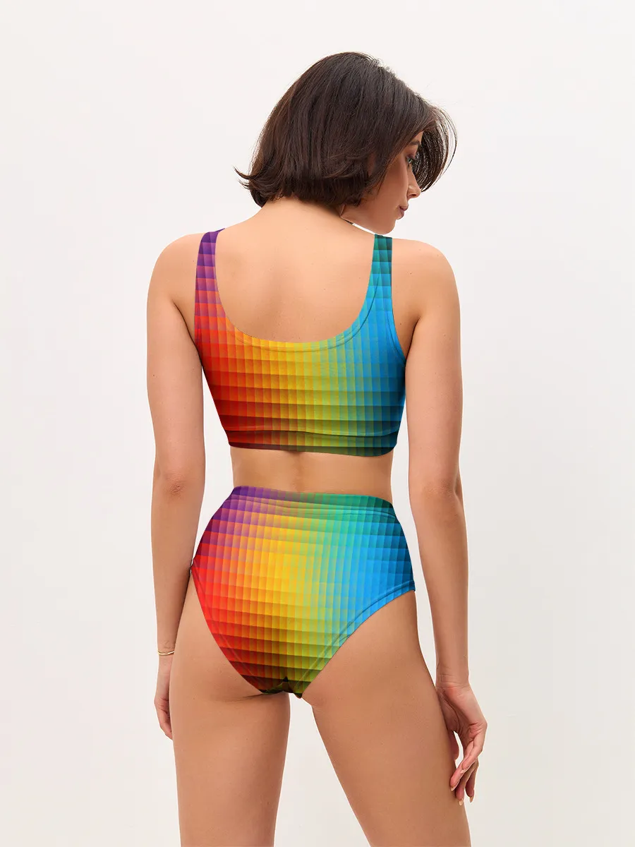 Женские топ и трусы / Разноцветные пиксели