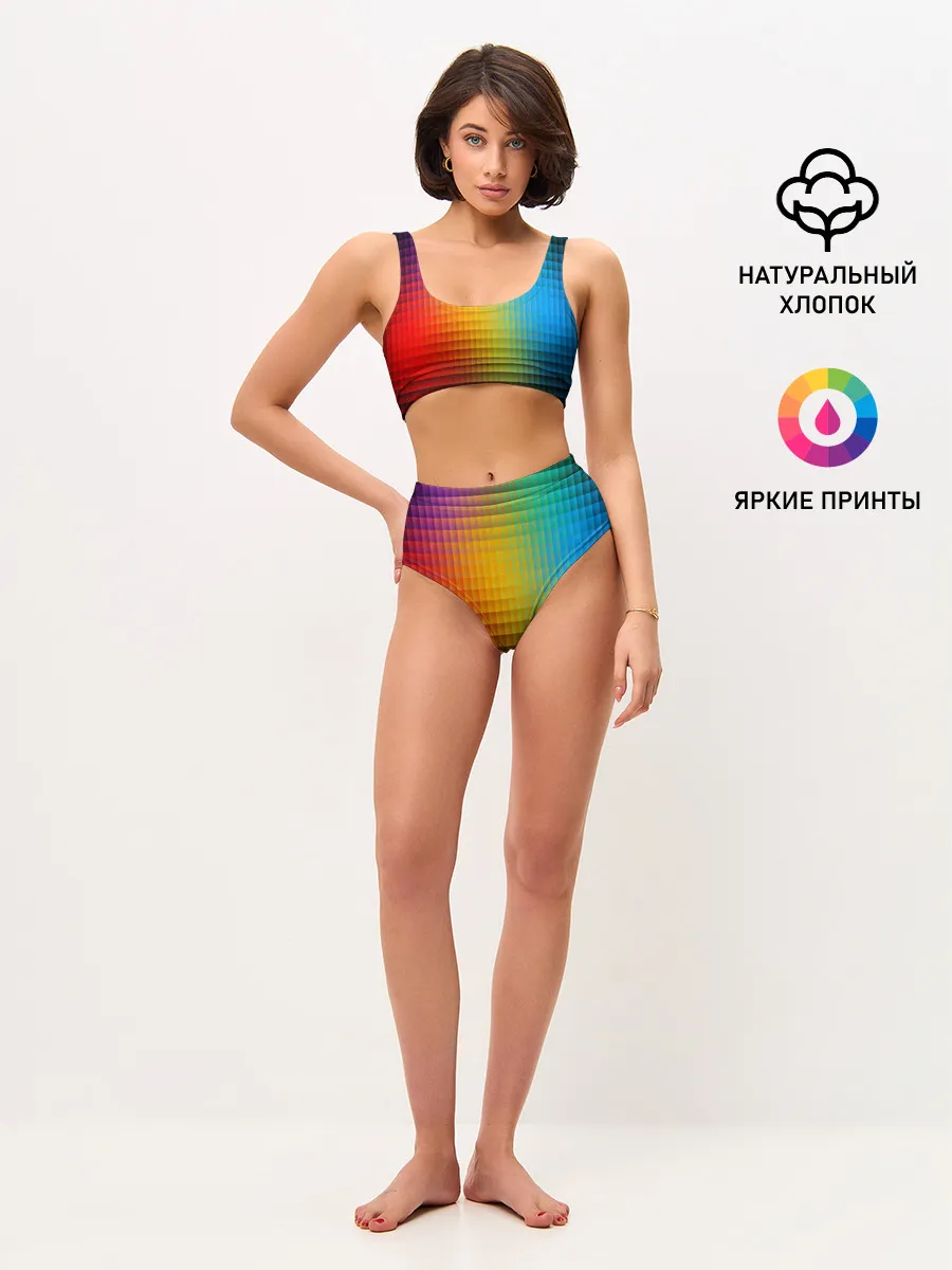 Женские топ и трусы / Разноцветные пиксели