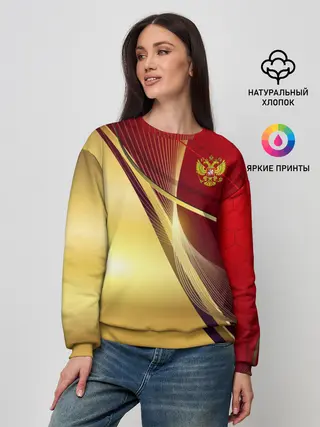 Женский свитшот / RUSSIA SPORT: Red and Gold.
