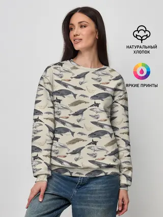 Женский свитшот / Whales pattern