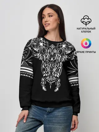 Женский свитшот / Узор в стиле маори / полинезия