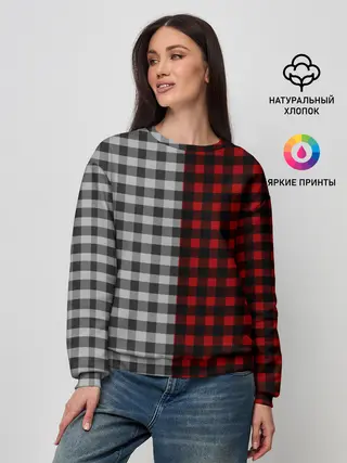 Женский свитшот / Красно белая рубашка в клетку