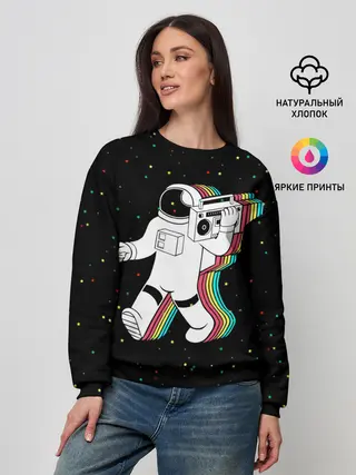 Женский свитшот / Космонавт с магнитофоном