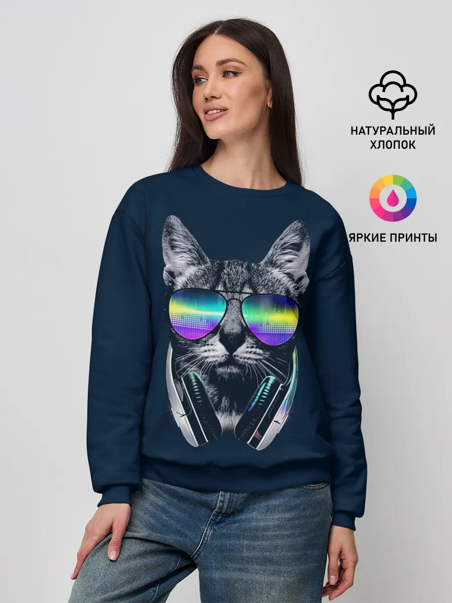 Женский свитшот / Кот в Наушниках