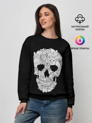 Женский свитшот / Sketchy Cat Skull