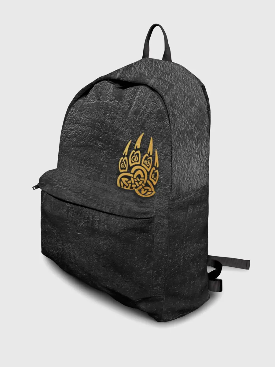 Рюкзак джинсовый / Волчий отпечаток золотом | Символ Велеса