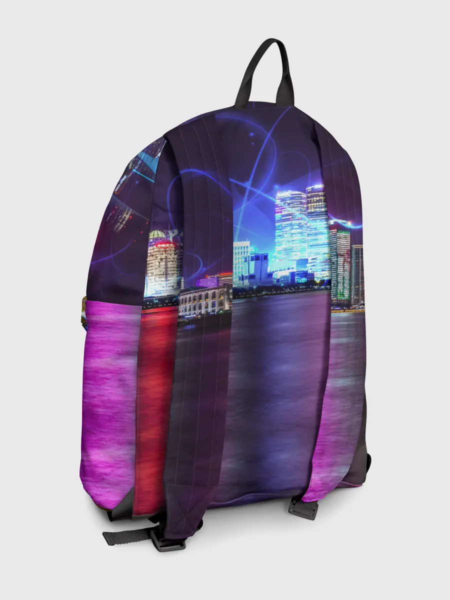 Рюкзак джинсовый / Плывущий неоновый тигр