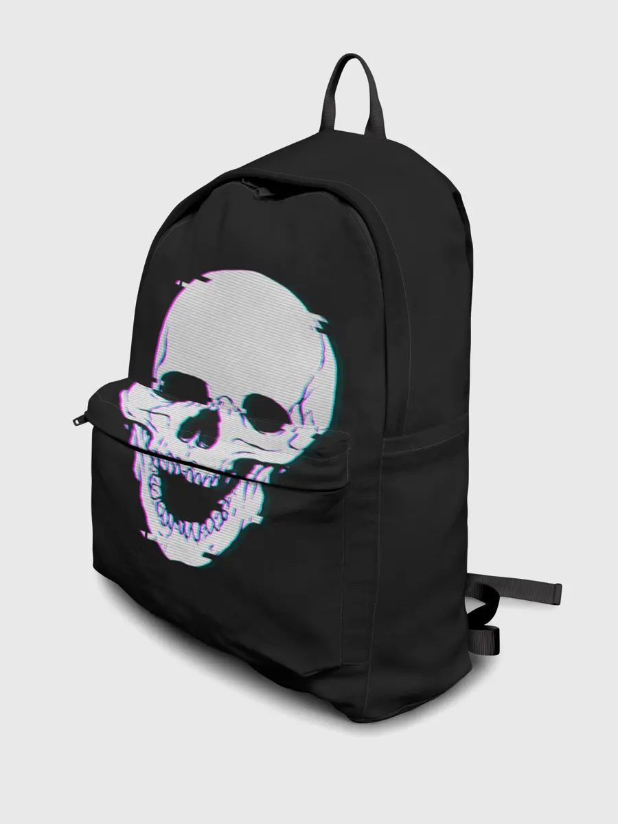 Рюкзак джинсовый / Неоновый светящийся череп