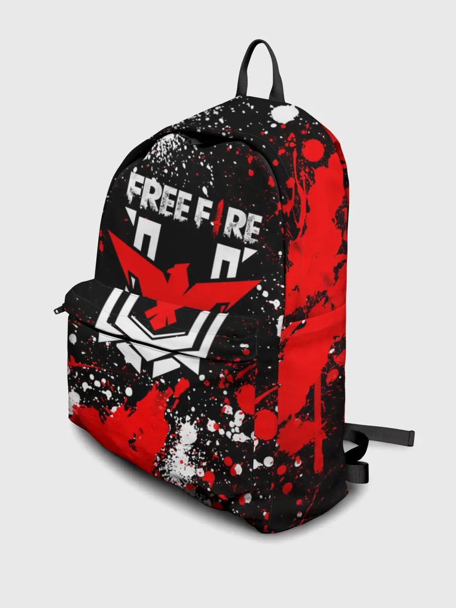Рюкзак джинсовый / Free Fire: Брызги и капли красок.
