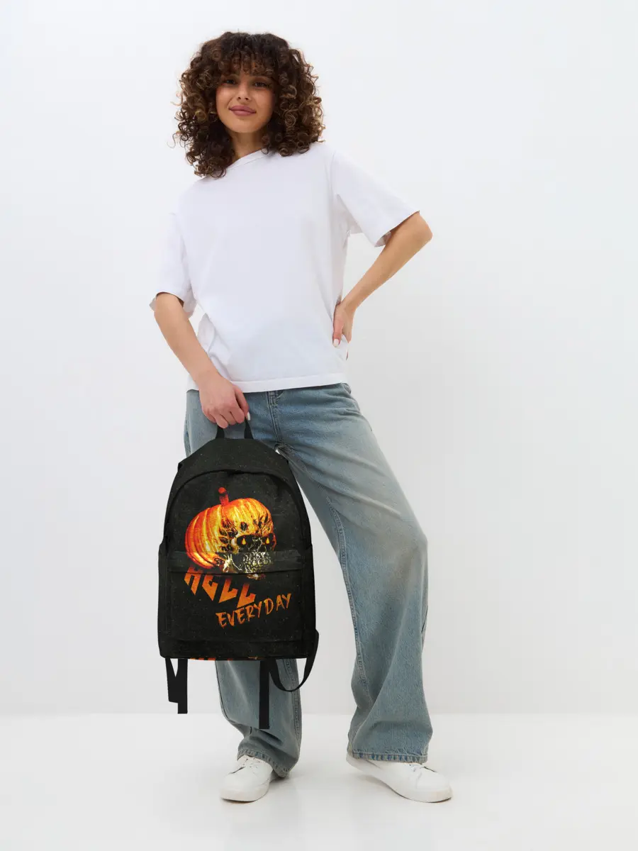 Рюкзак джинсовый / Helloween / череп тыква/ scull pumkin