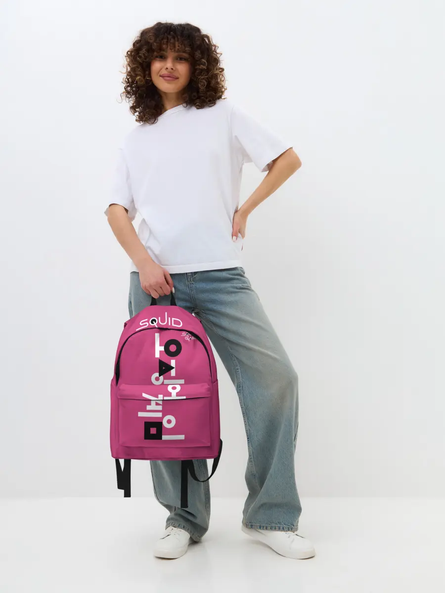 Рюкзак джинсовый / Игра в кальмара: логотип.