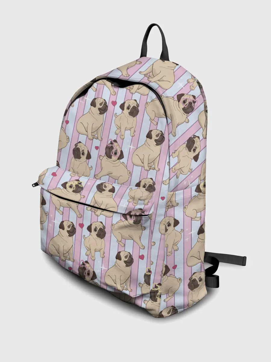 Рюкзак джинсовый / Забавные Мопсы