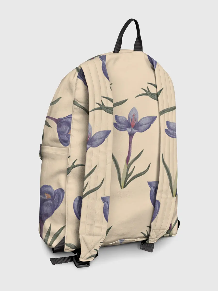 Рюкзак джинсовый / Цветы шафрана на бежевом фоне