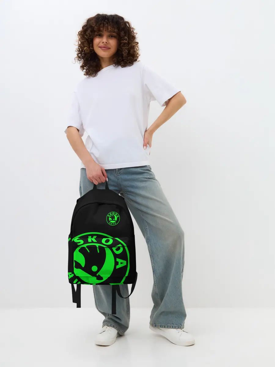 Рюкзак джинсовый / SKODA GREEN LOGO BLACK STYLE