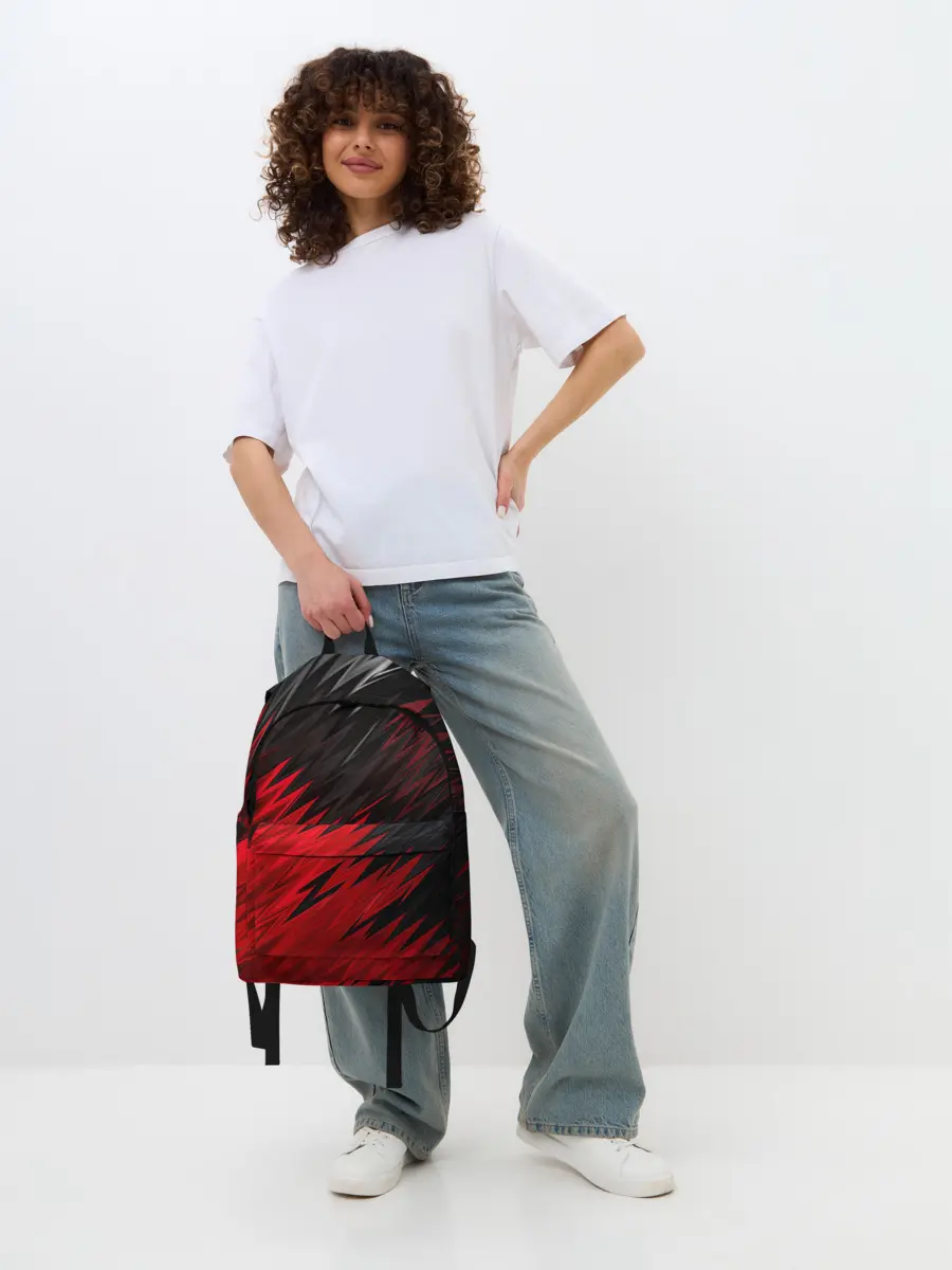 Рюкзак джинсовый / ЧЁРНО КРАСНЫЕ КРАСКИ | RED BLACK STRIPES