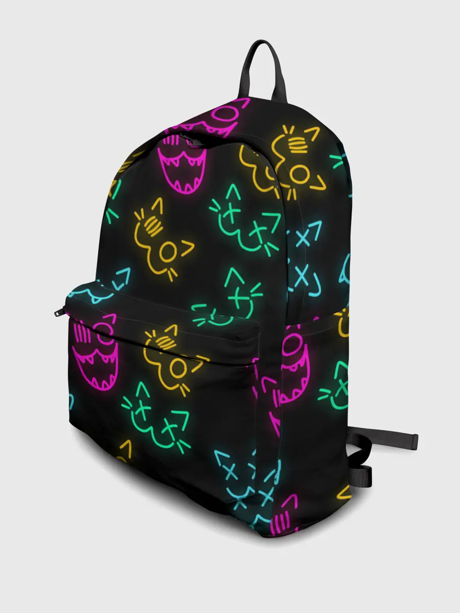 Рюкзак джинсовый / НЕОНОВЫЕ КОТИКИ / NEON FACES CATS