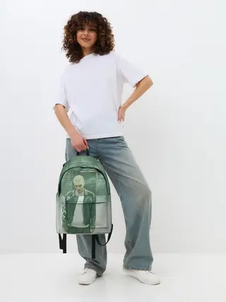 Рюкзак джинсовый / Хаски в комнате