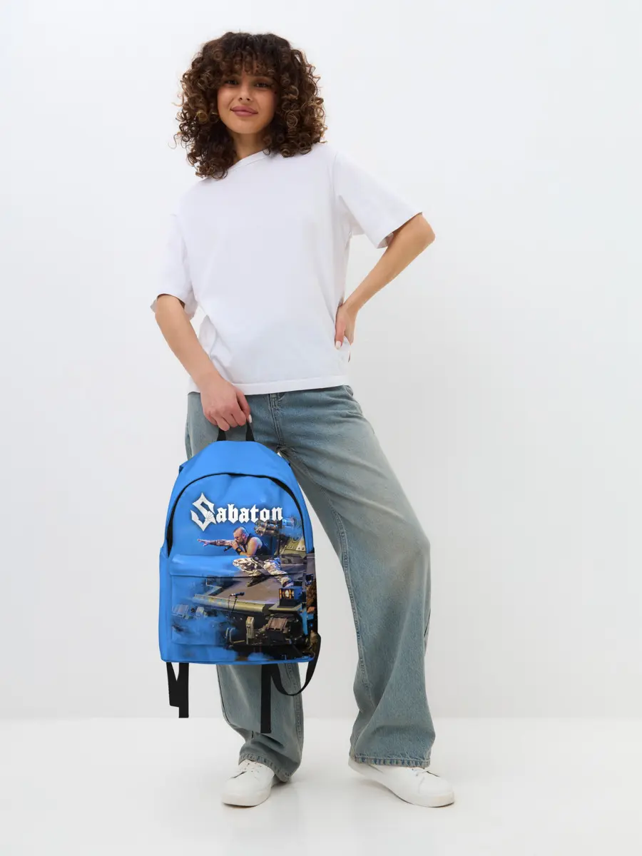 Рюкзак джинсовый / Йоаким Броден на танке Sabaton