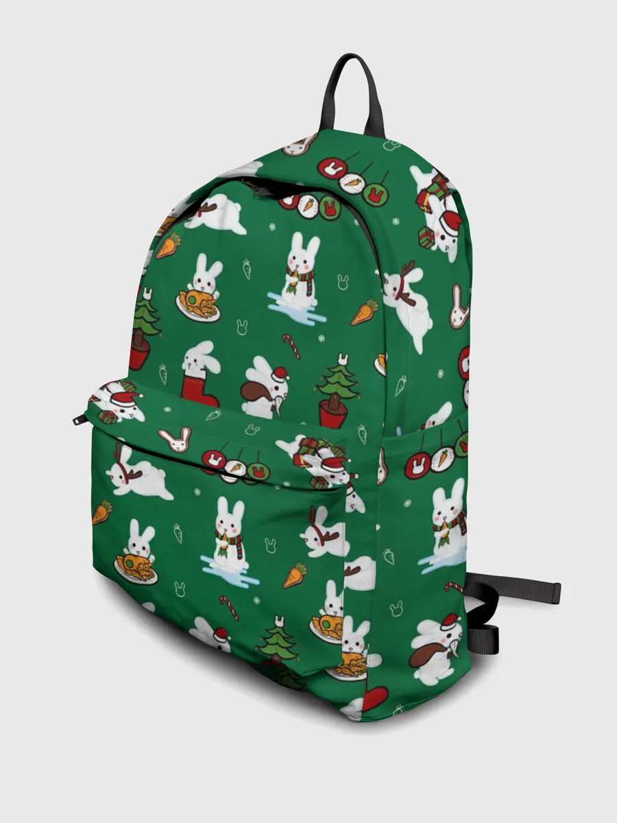 Рюкзак джинсовый / Новогодний паттерн с зайчиками