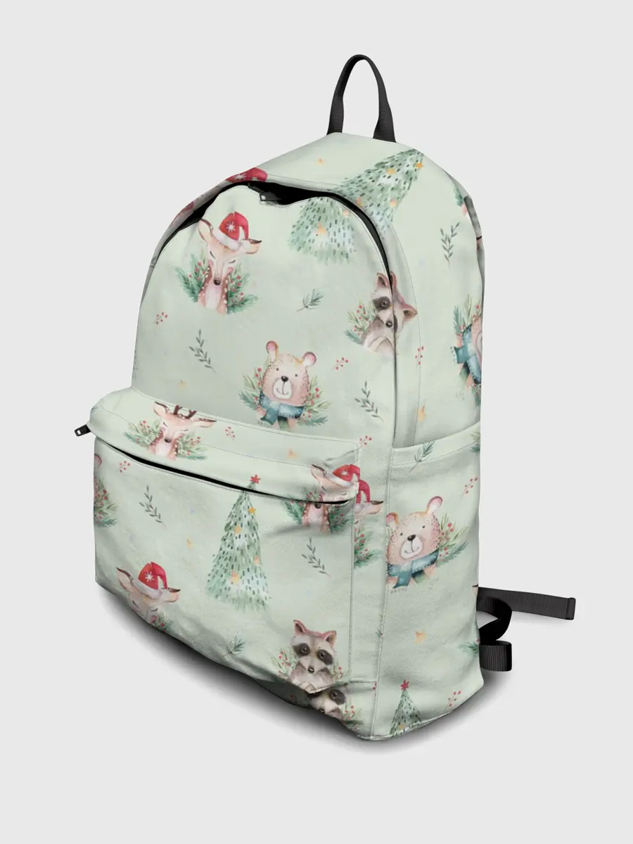 Рюкзак джинсовый / Олени, медведи и еноты