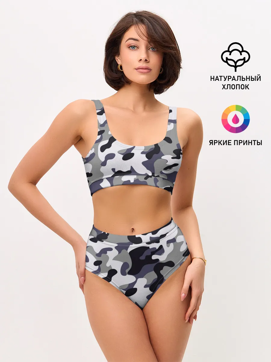 Женские топ и трусы / Городской камуфляж
