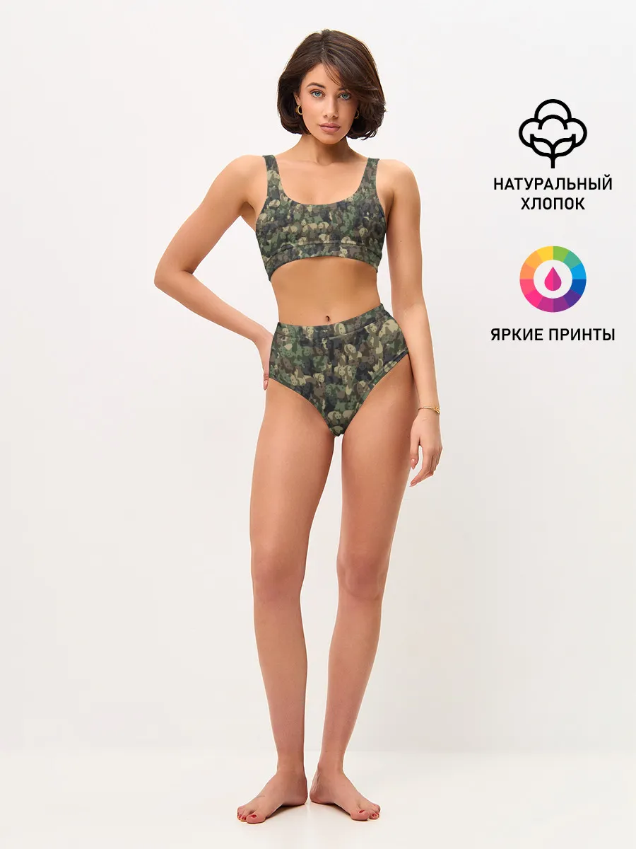 Женские топ и трусы / Камуфляж с пандами