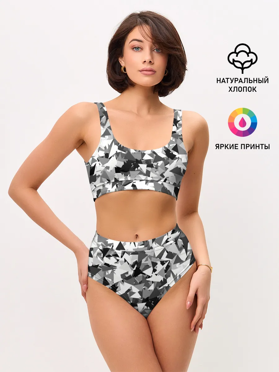 Женские топ и трусы / Городской серый камуфляж