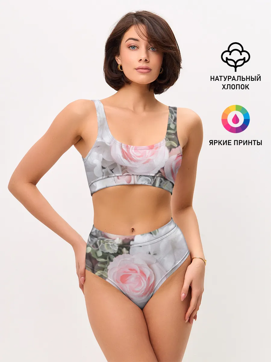Женские топ и трусы / розы